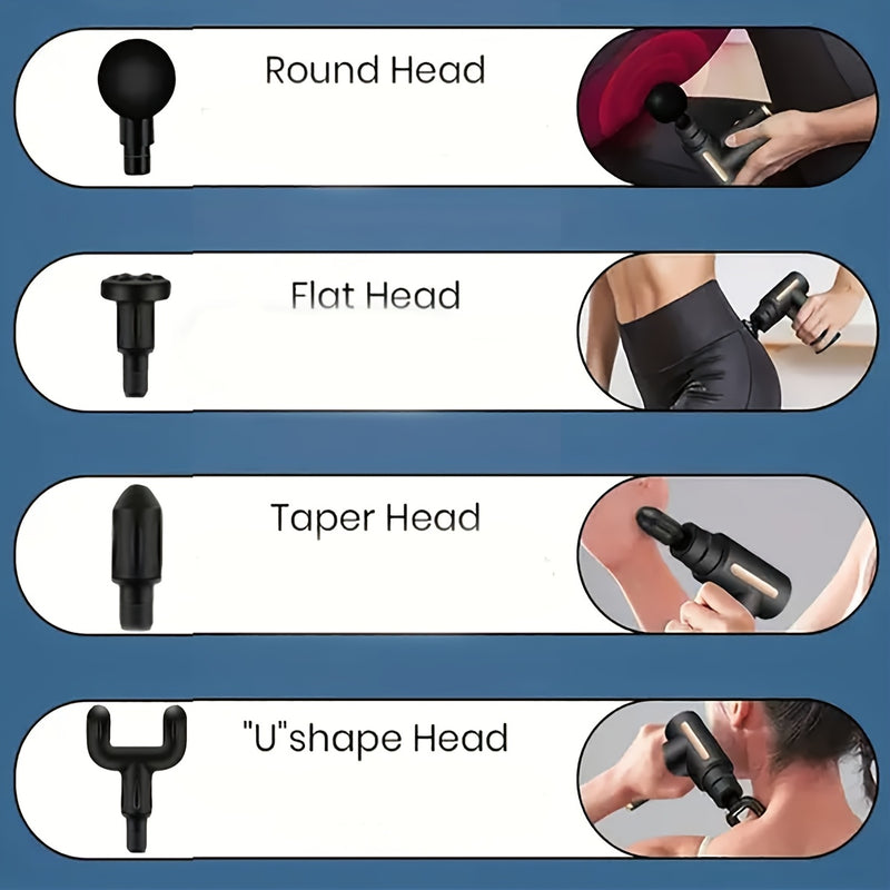 Mini Massageador Portátil – Pistola de Massagem Muscular para Costas, Pescoço e Corpo