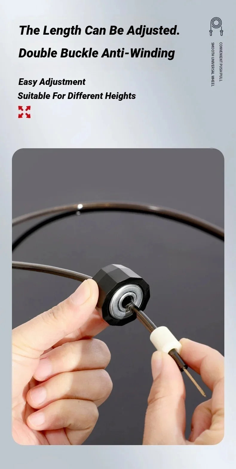 Corda de Pular Ajustável com Cabo de Aço – Antiembaraço, Alta Velocidade e Treino de Performance