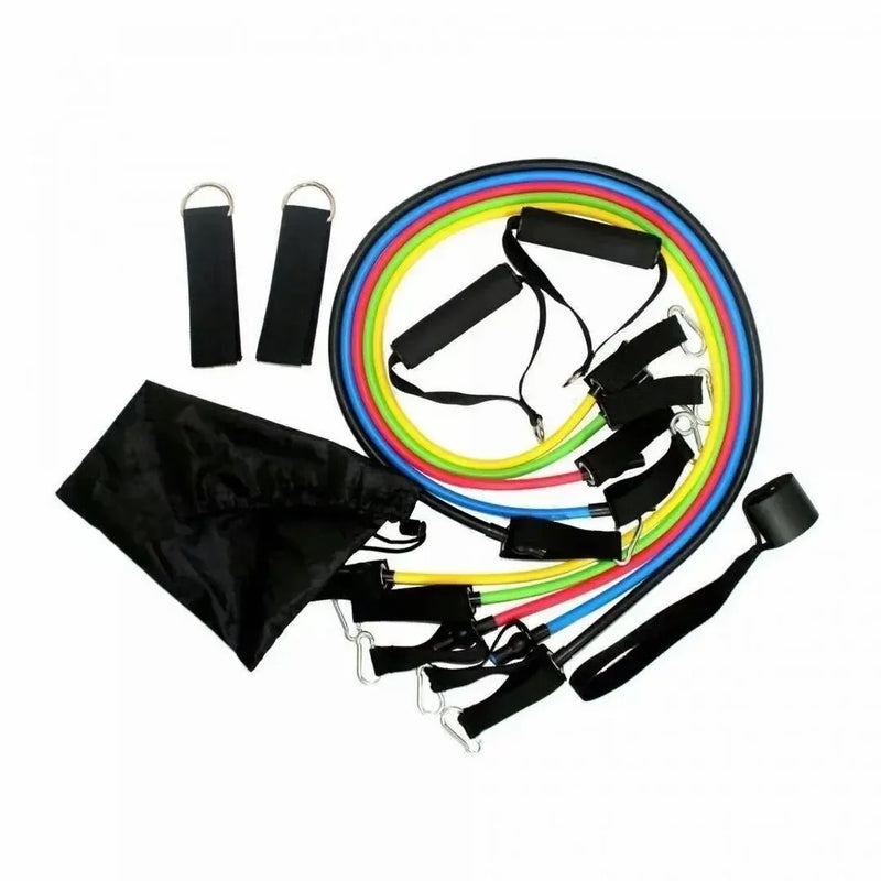 Kit 11 Peças de Faixas Elásticas – Conjunto Completo de Treino, Resistência Progressiva e Exercitador com Pedal