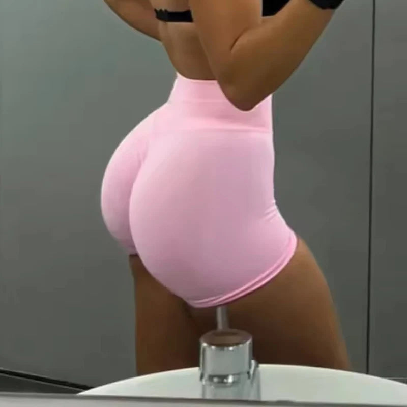 Shorts Femininos Seamless Biker 4.5" – Treino, Yoga e Academia, Modelo Scrunch com Cintura Baixa Nervurada