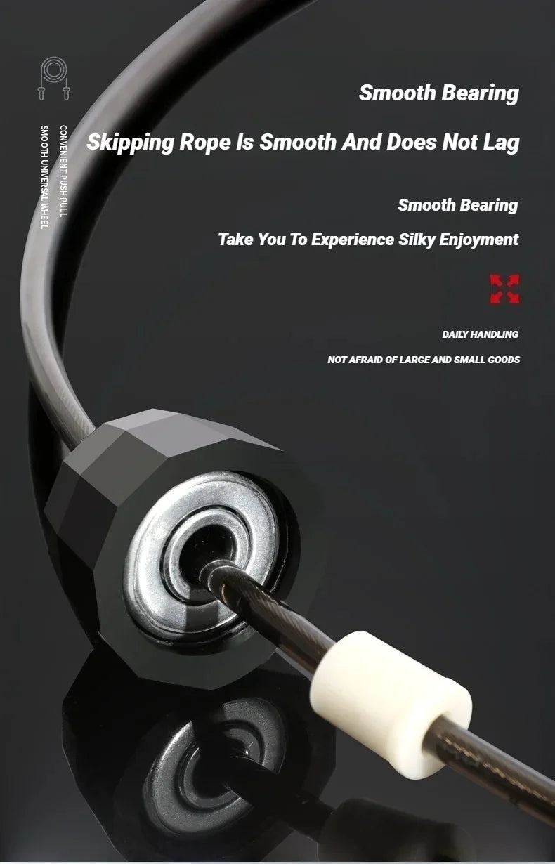 Corda de Pular Ajustável com Cabo de Aço – Antiembaraço, Alta Velocidade e Treino de Performance