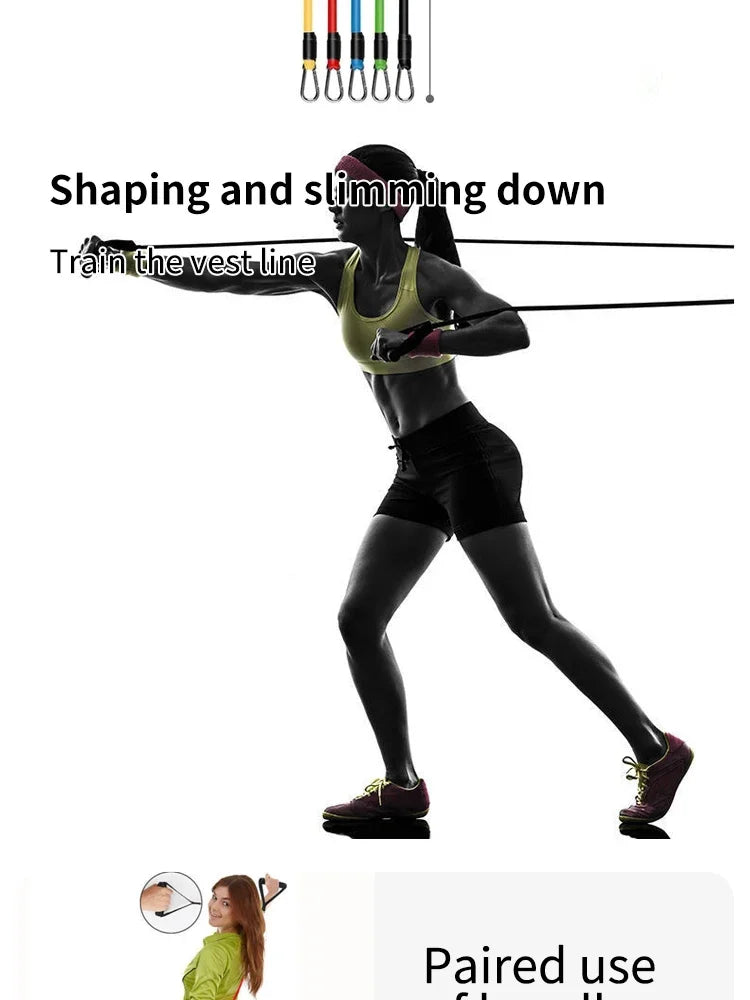 Kit 11 Peças de Faixas Elásticas – Conjunto Completo de Treino, Resistência Progressiva e Exercitador com Pedal