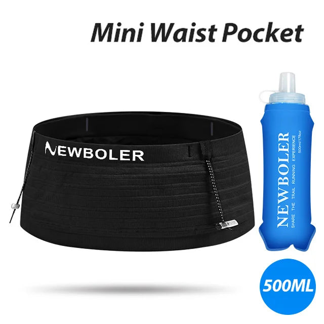 Cinturão Esportivo NEWBOLER – Bolsa Elástica de Corrida com Suporte para Número, Celular e Acessórios