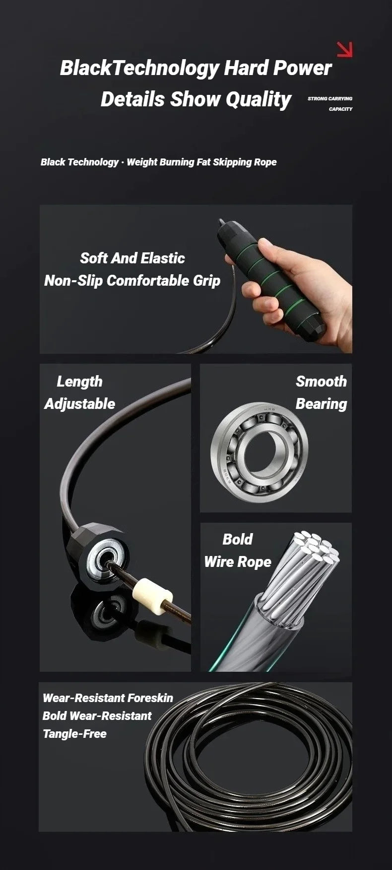 Corda de Pular Ajustável com Cabo de Aço – Antiembaraço, Alta Velocidade e Treino de Performance
